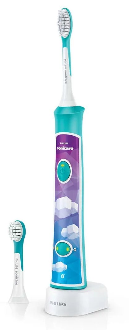 Зубна електрощітка Philips для дітей акумуляторна 2 насадки пульсуюча біла