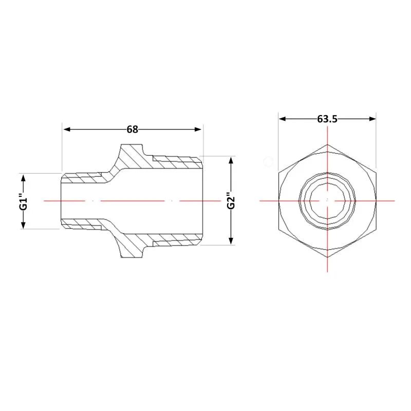 Ніпель редукційний чавунний 2"x1" КЧ304 175°C 16 бар сірий