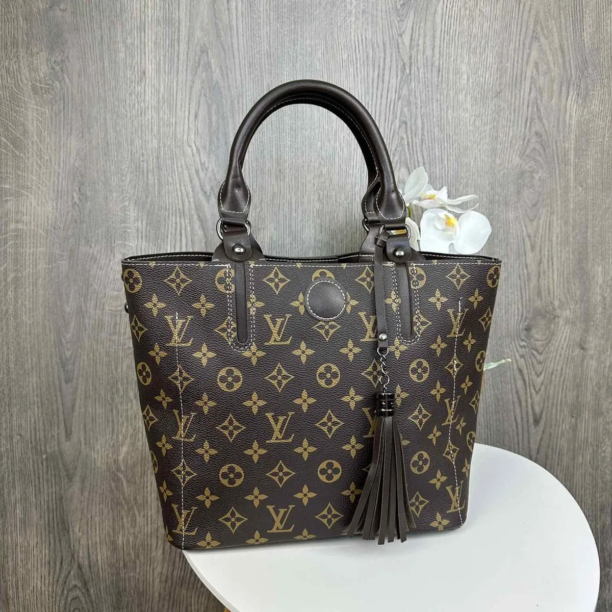 Женская сумка на плечо экокожа 27х34х12 см коричневая