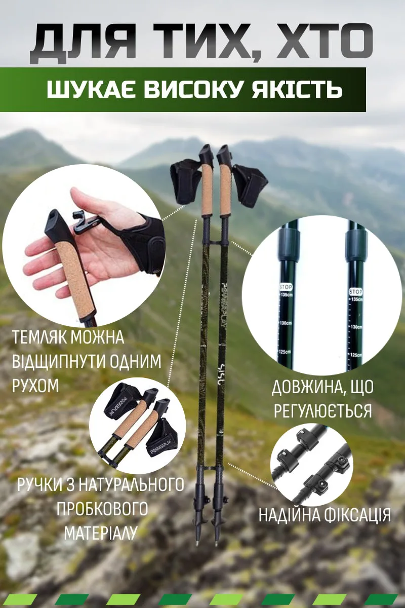 Палки Active Point алюминиевые регулируемые 80-135 см черные с чехлом и ботинками.