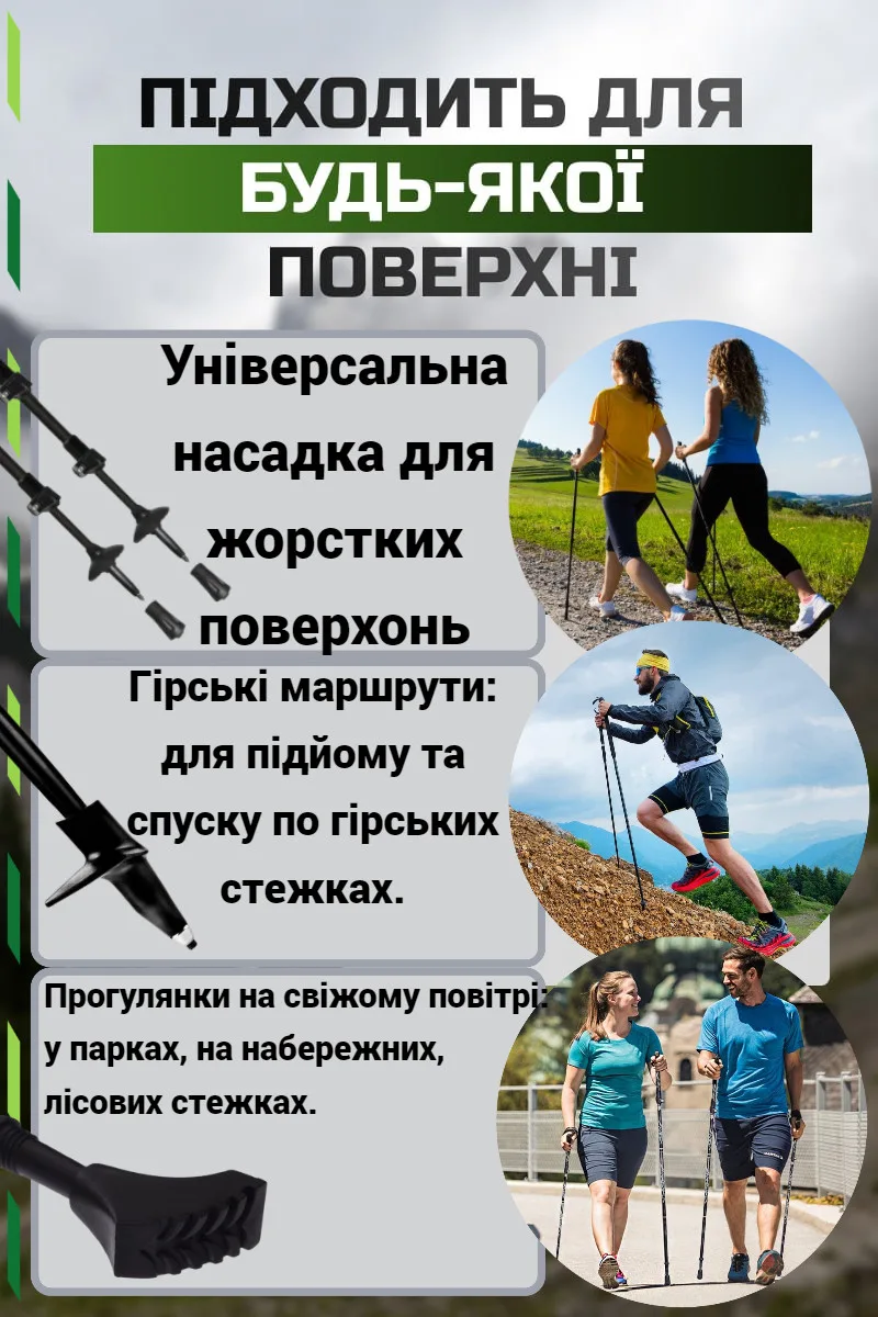 Палки Active Point алюминиевые регулируемые 80-135 см черные с чехлом и ботинками.