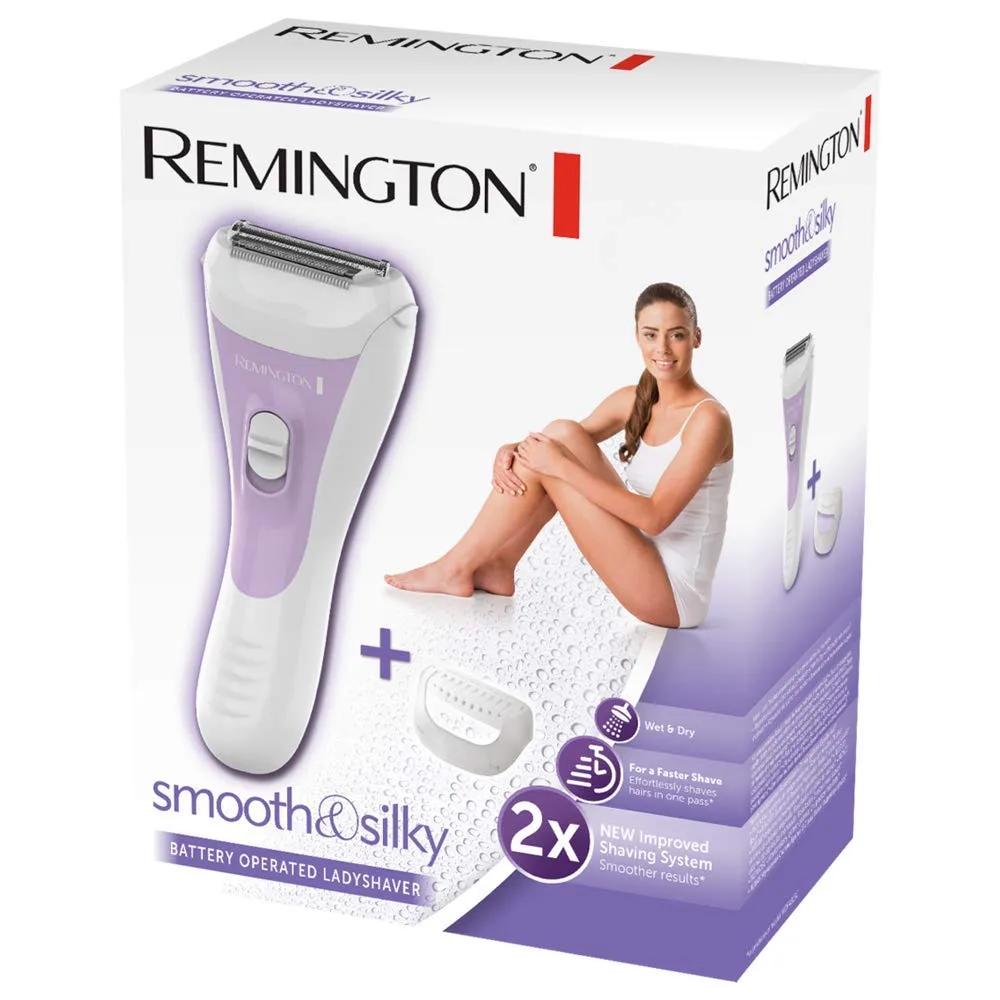 Електрична бритва Remington сіткова SmoothSilky, АААx2, для сухого та вологого гоління, жіночий тример, біло-фіолетового кольору.