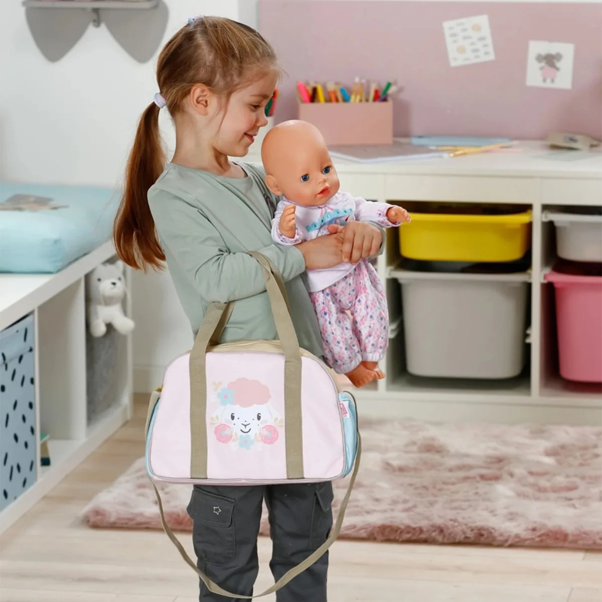 Сумка для ляльки BABY born текстильна 9х23х29 см Квітковий настрій