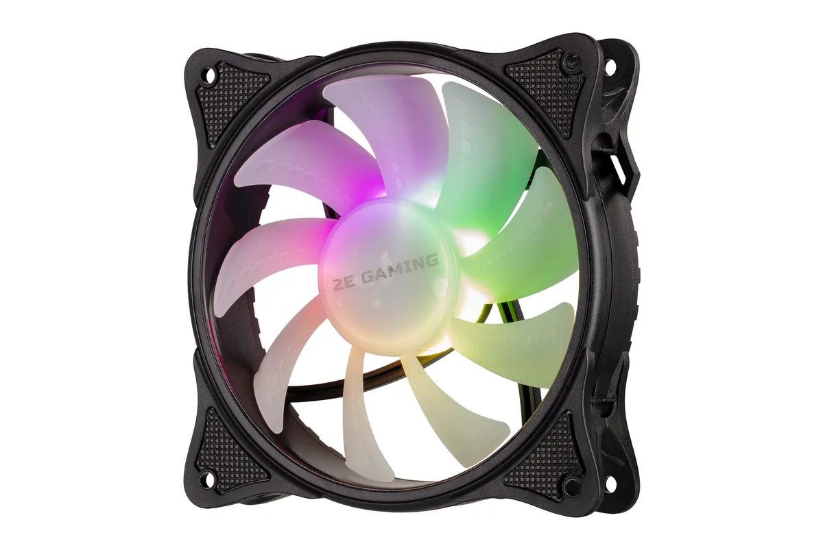 Корпусний вентилятор 2E Gaming чорний 120мм силікон 1200rpm RGB