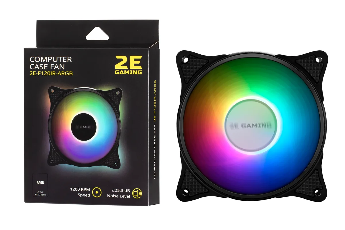 Корпусний вентилятор 2E Gaming чорний 120мм силікон 1200rpm RGB