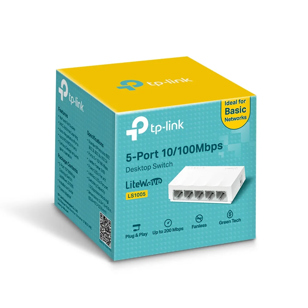 Комутатор TP-Link 5 портовий 10/100 Мбіт/с некерований настільний чорний