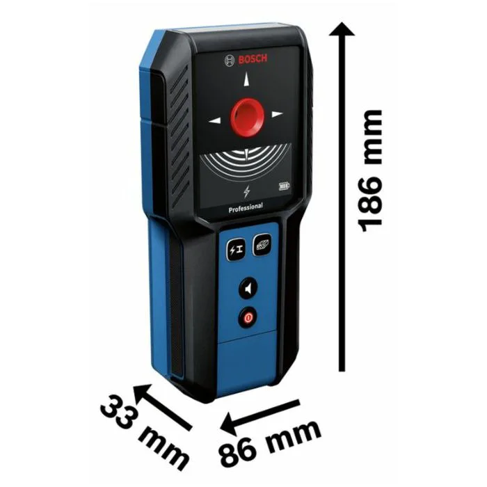 Детектор акумуляторний Bosch Professional для виявлення об'єктів до 120мм з індикацією сигналу та чохлом