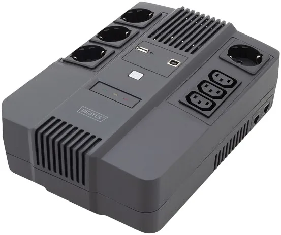 Джерело безперебійного живлення DIGITUS 800VA/480W, LED, RJ45, USB, 4xSchuko+3xC13