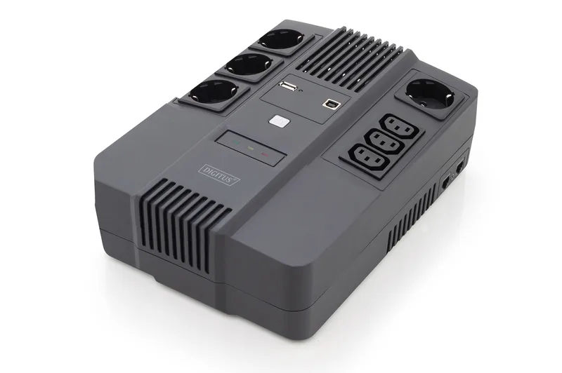 Джерело безперебійного живлення DIGITUS 800VA/480W, LED, RJ45, USB, 4xSchuko+3xC13