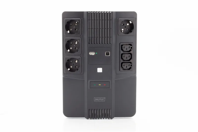 Джерело безперебійного живлення DIGITUS 800VA/480W, LED, RJ45, USB, 4xSchuko+3xC13