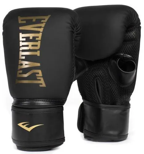 Боксерські рукавиці Everlast поліуретан L/XL чорні золоті