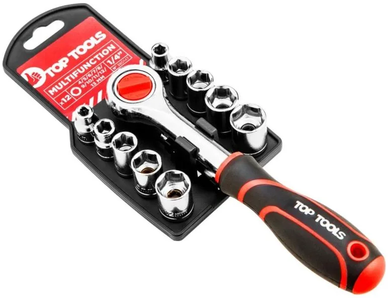 Набір торцевих головок Top Tools, 1/4", з тріскачкою, 12шт