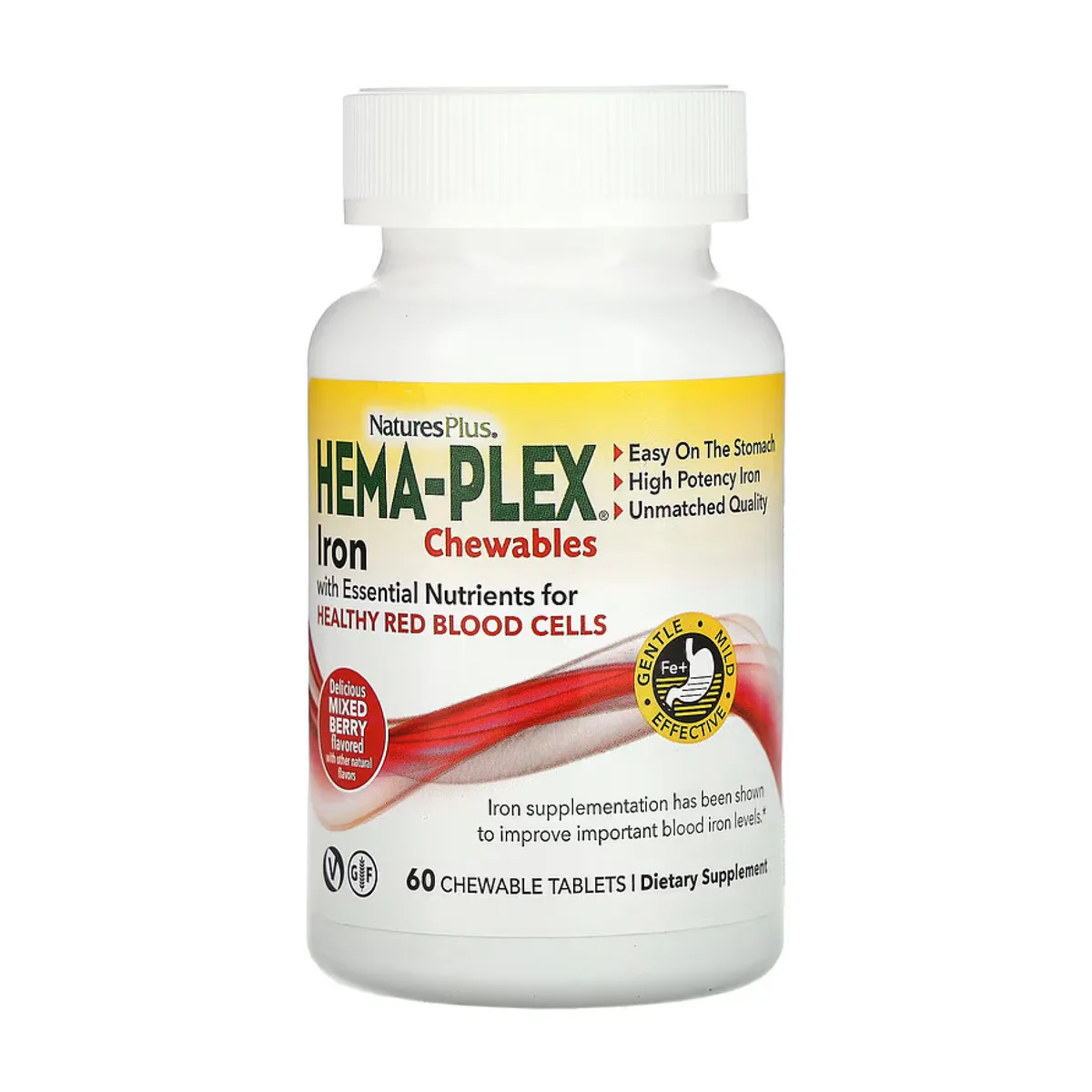 Жувальні таблетки Hema-Plex Nature's Plus Веганські 60 табл Без глютену