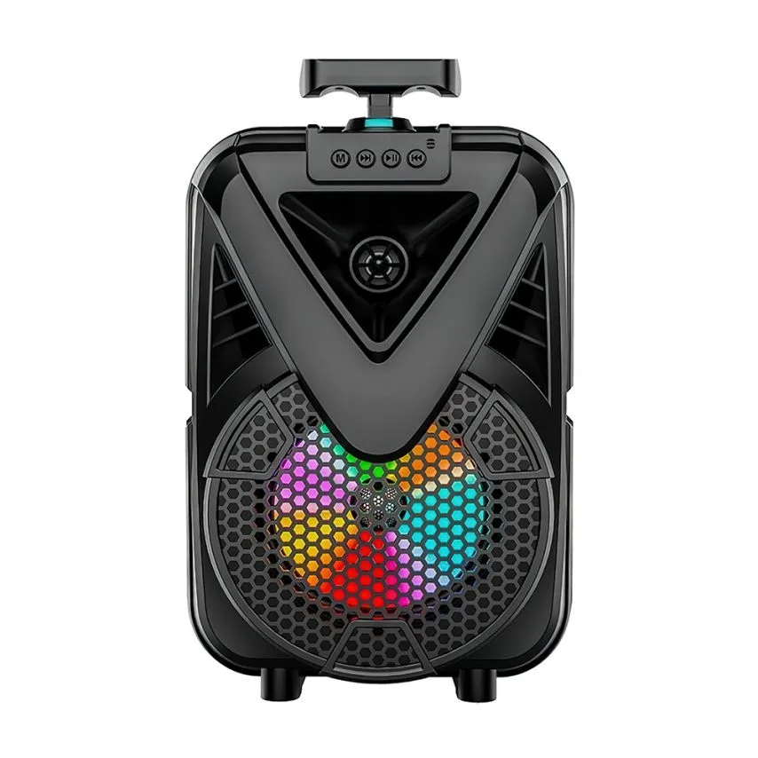 Портативна колонка 15W Bluetooth 203 мм чорна з функцією караоке та мікрофоном