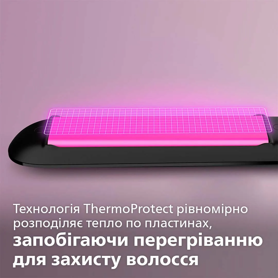 Випрямляч волосся Philips Керамічний 100х28 мм Чорний Рожевий