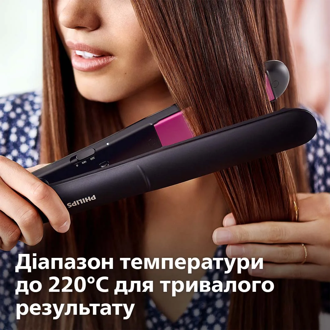 Випрямляч волосся Philips Керамічний 100х28 мм Чорний Рожевий