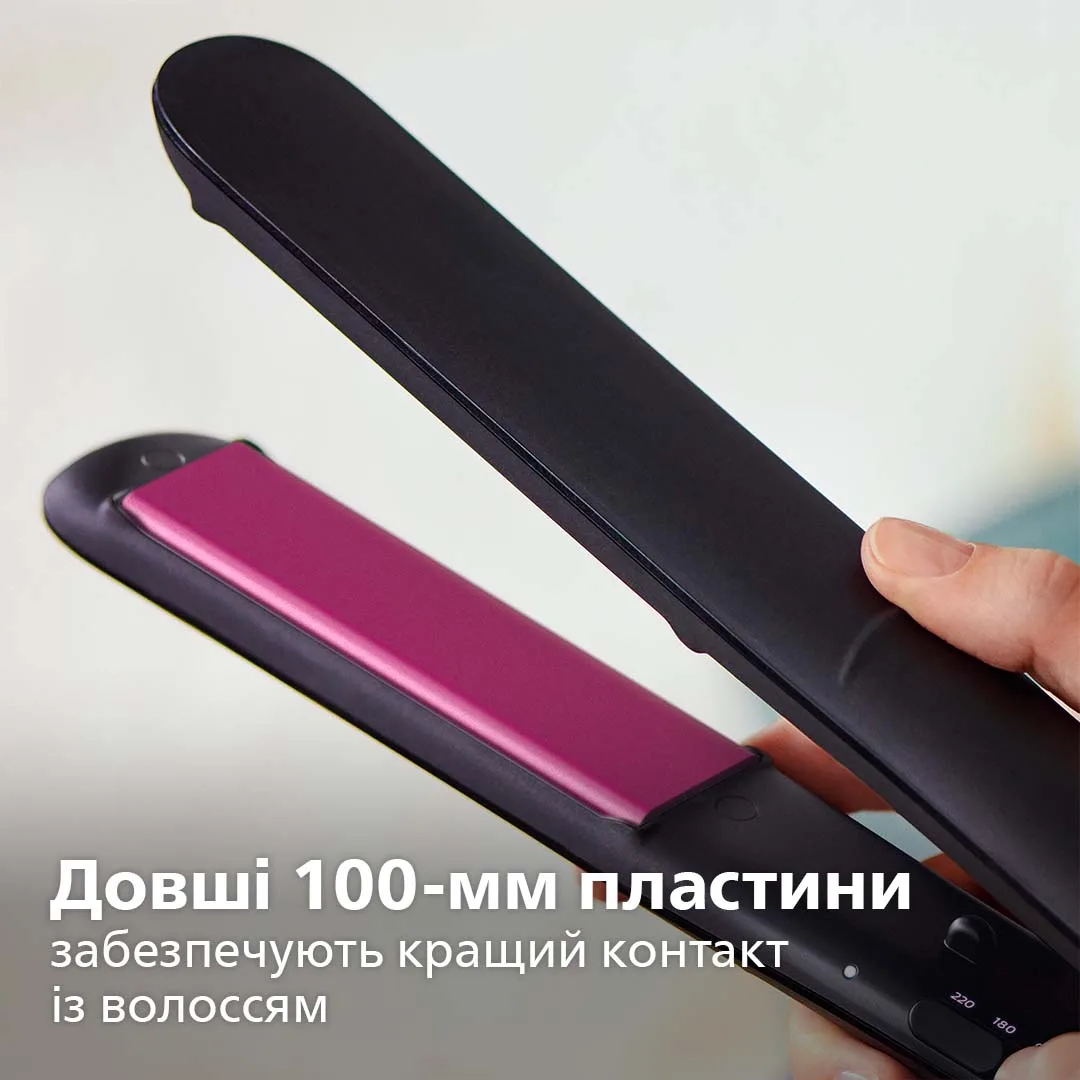 Випрямляч волосся Philips Керамічний 100х28 мм Чорний Рожевий