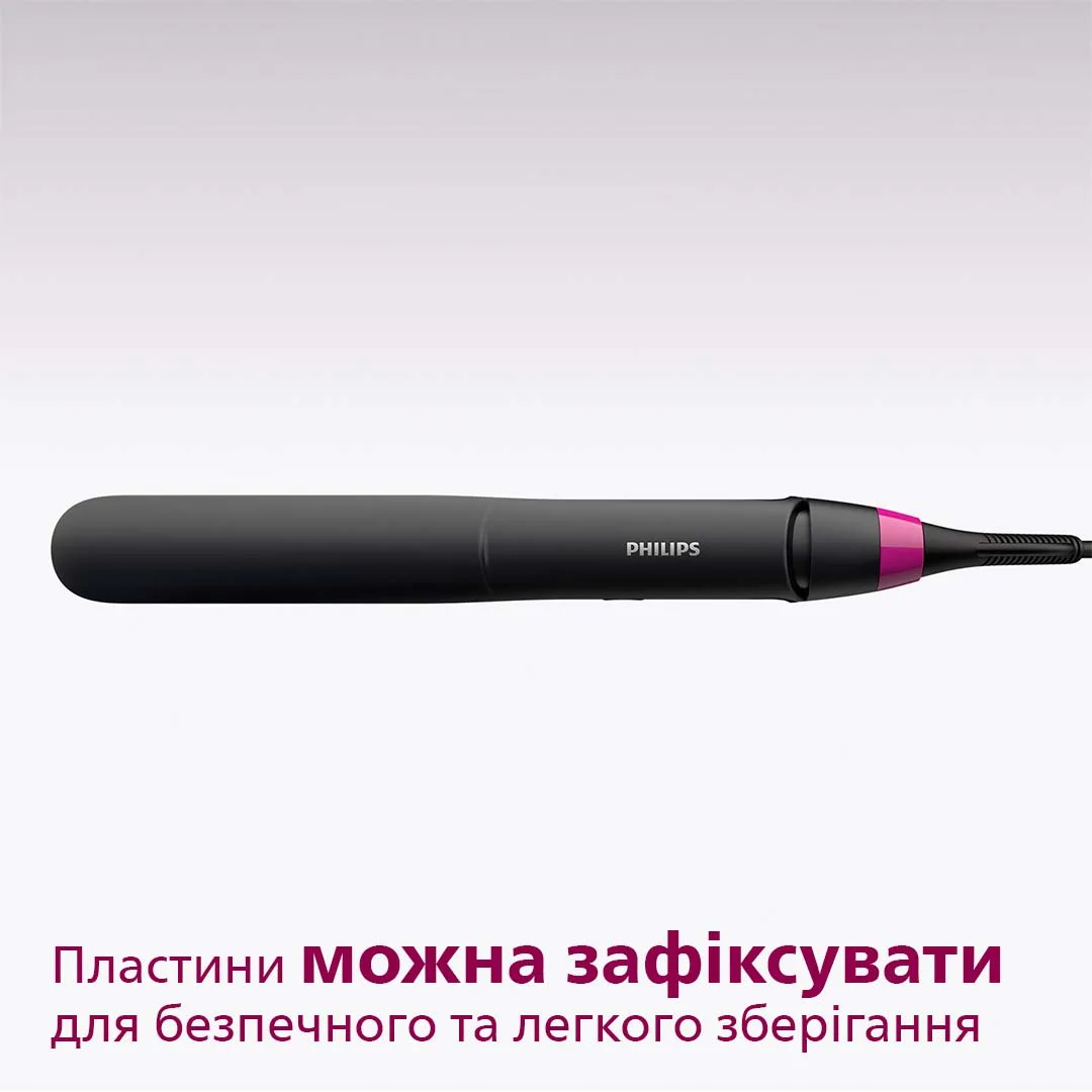 Випрямляч волосся Philips Керамічний 100х28 мм Чорний Рожевий