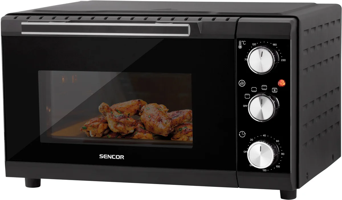 Электрическая духовка Sencor SEO, 20 л, 1650 Вт, механическое управление, гриль, конвекция, черная