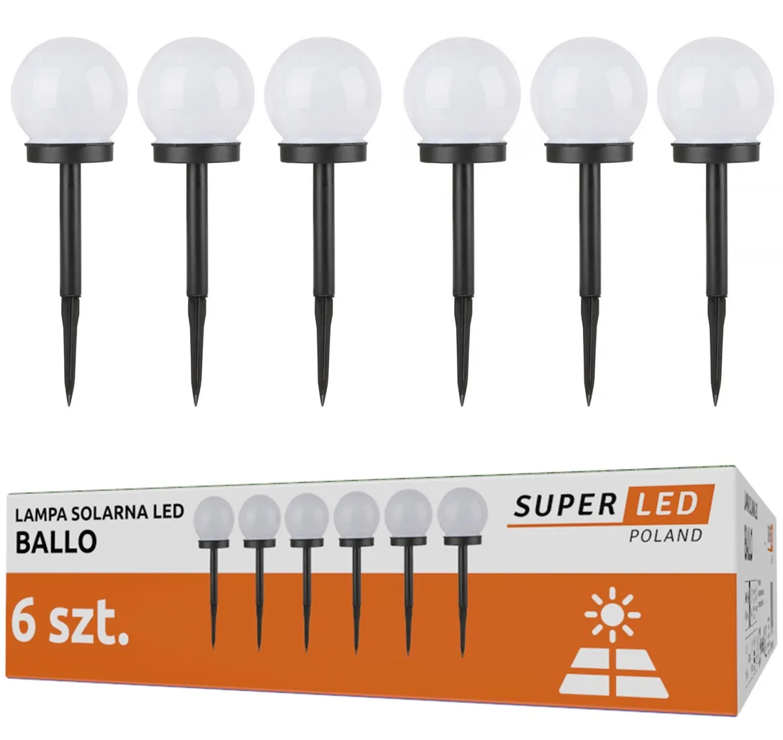 Садовый светильник SuperLED пластиковый 10 см белый 6 шт