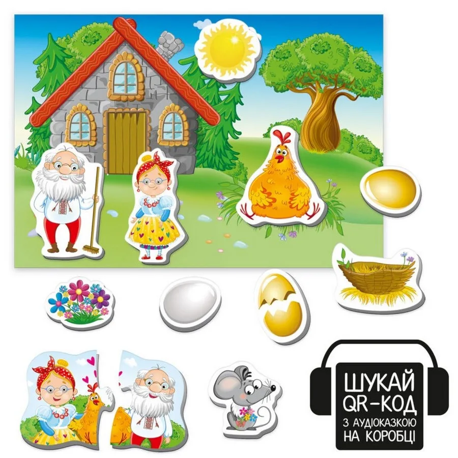 Дитячий магнітний театр Vladi Toys 12 магнітів 16х24 см з аудіосказкою Курочка Ряба
