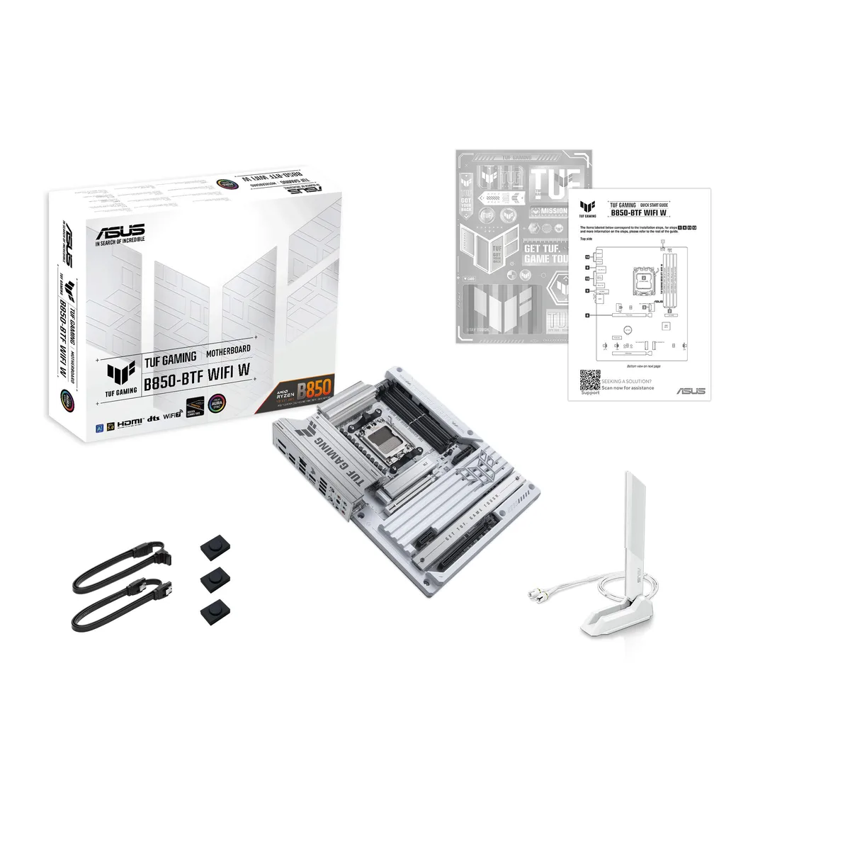 Материнcька плата ASUS TUF GAMING B850-BTF WIFI W sAM5 B850 4xDDR5 M.2 HDMI DP Wi-Fi BT ATX BTF приховане підключення роз'ємів