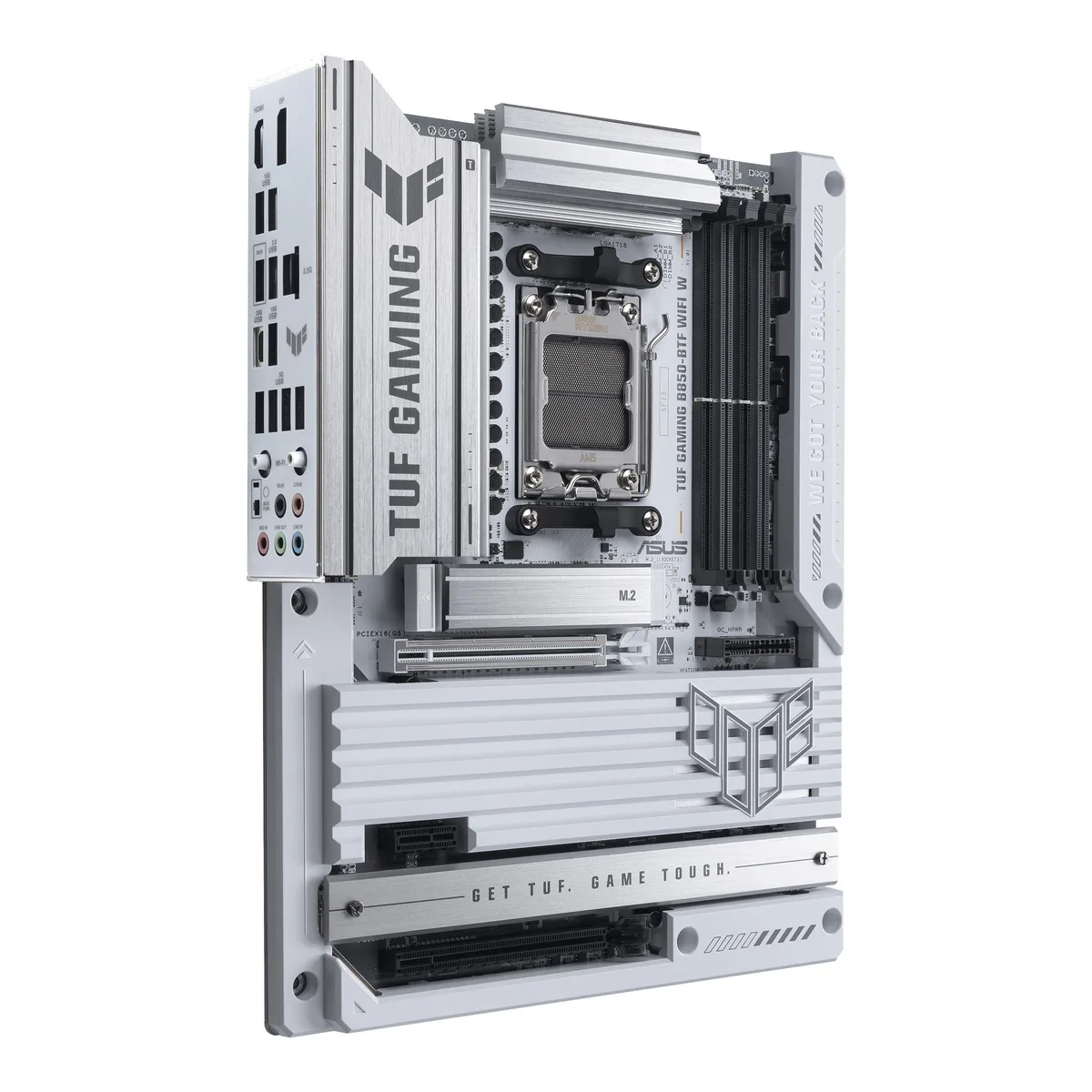 Материнcька плата ASUS TUF GAMING B850-BTF WIFI W sAM5 B850 4xDDR5 M.2 HDMI DP Wi-Fi BT ATX BTF приховане підключення роз'ємів