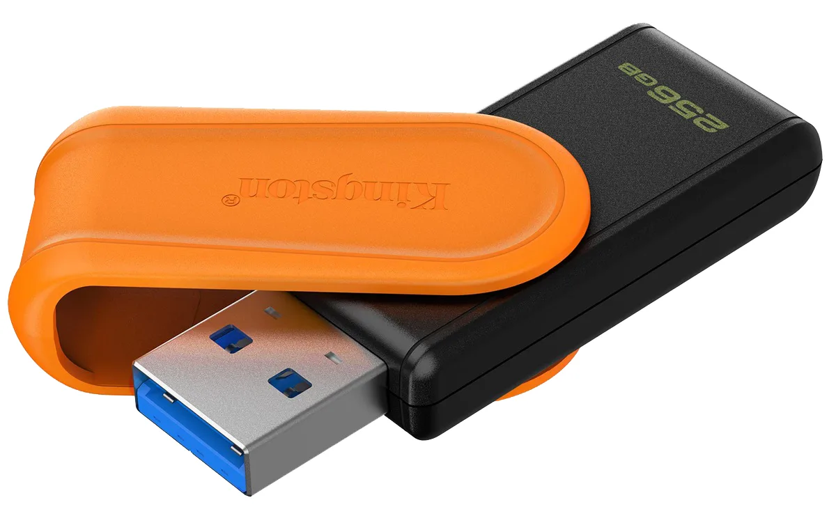Флешка Kingston 256 ГБ USB 3.2 Пластик Чорна Помаранчева