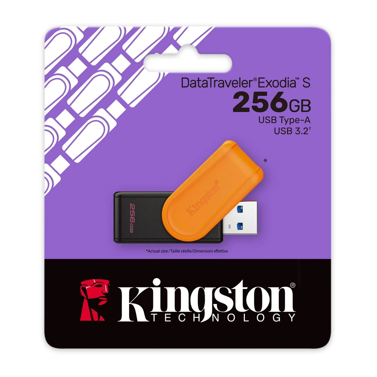 Флешка Kingston 256 ГБ USB 3.2 Пластик Чорна Помаранчева