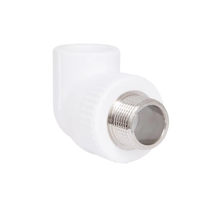 Кутник PPR 25x3/4" 90° ЗР Білий Поліпропілен з латунню