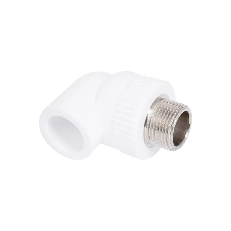 Кутник PPR 25x3/4" 90° ЗР Білий Поліпропілен з латунню