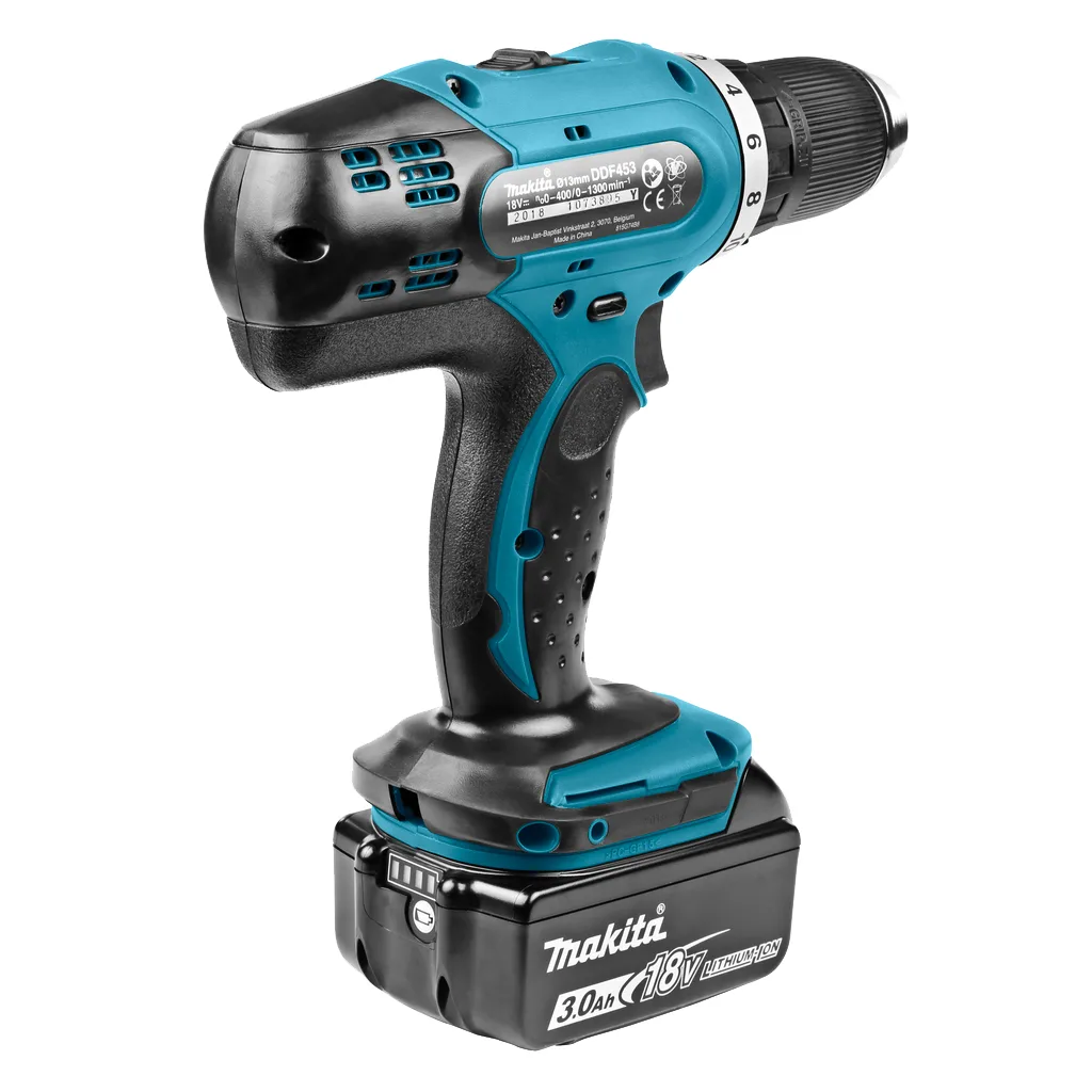 Аккумуляторная шуруповерт-дрель Makita 18В 3А·час эргономичный быстрозажимной для мастеров и профессионалов