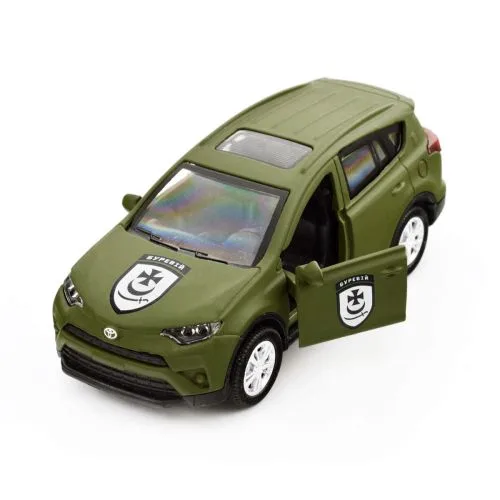 Машинка металева TechnoDrive Ураган інерційна 1:43 зелена з відкриваючимися дверцятами