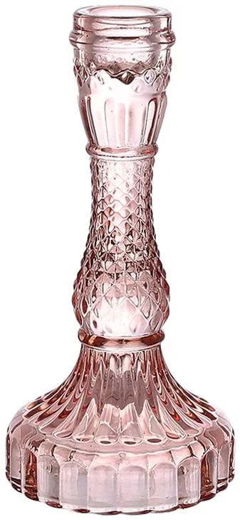 Набір скляних свічників BonaDi 12 шт 17 см Crystal Glass ніжно-рожевий