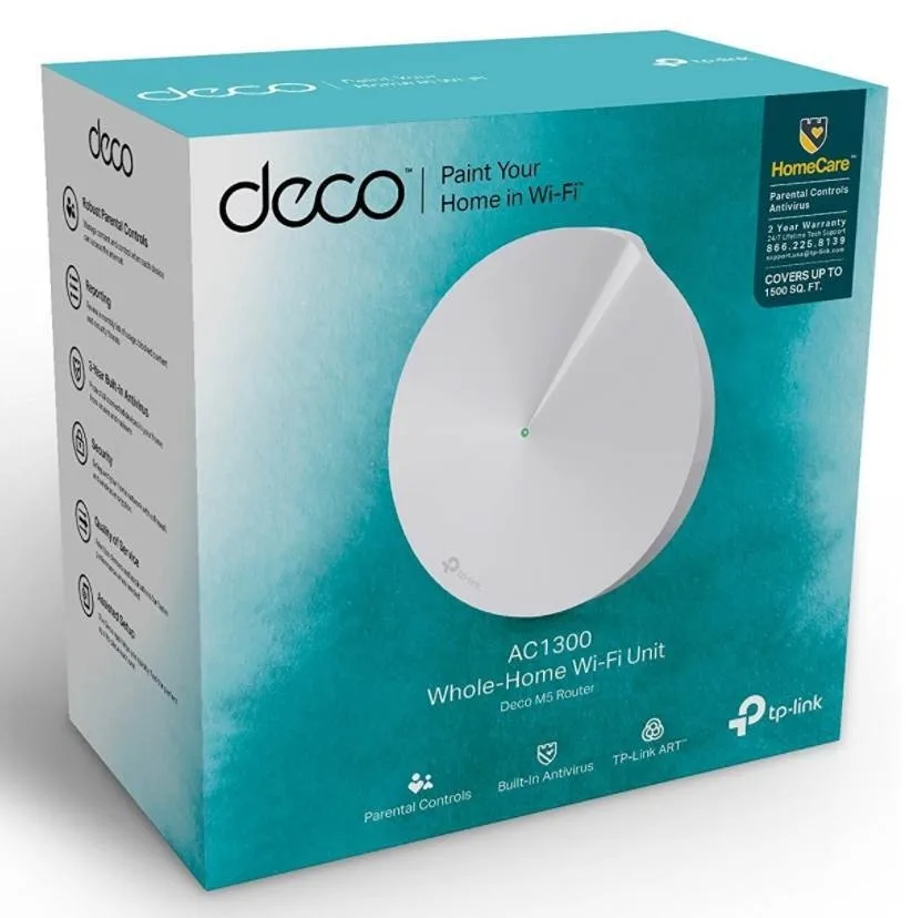 Система WiFi-Mesh TP-LINK Deco M5 AC1300, 1xGE LAN, 1xGE WAN, 1 модуль.
