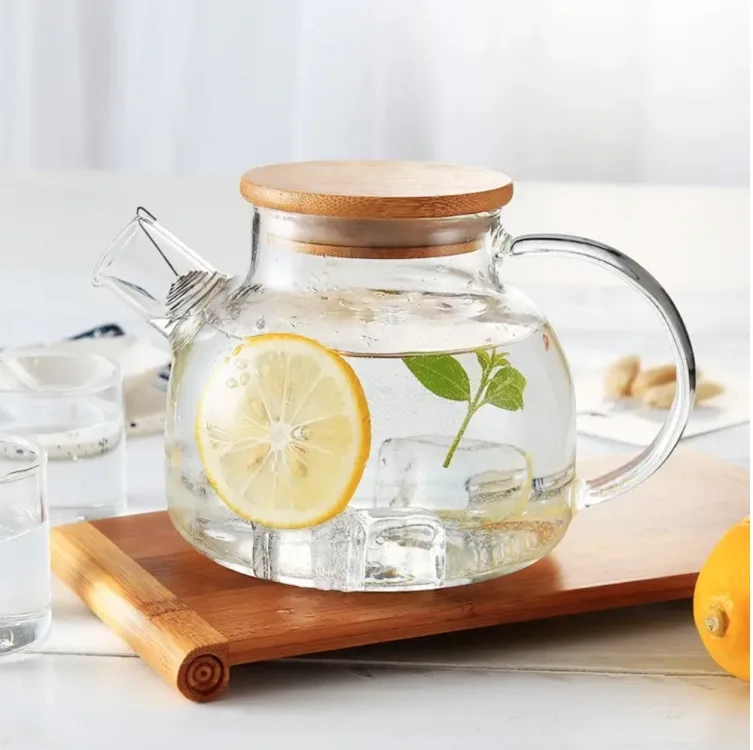 Заварник скло 600 мл прозорий бамбук
