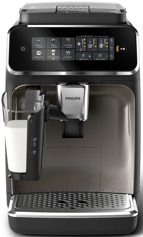 Кавоварка Philips Series 3300, 1.8 л, для зернової та меленої кави, автоматичний капучинатор, дисплей з авторецептами - 6, чорна.