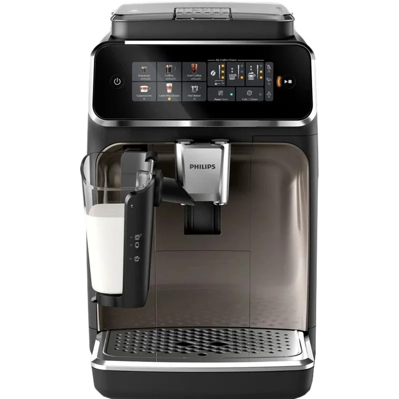 Кавоварка Philips Series 3300, 1.8 л, для зернової та меленої кави, автоматичний капучинатор, дисплей з авторецептами - 6, чорна.