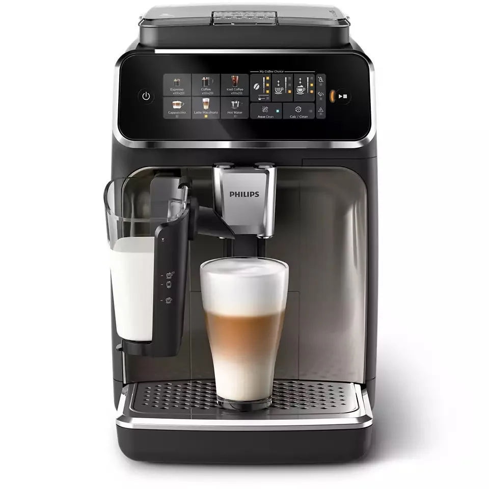 Кавоварка Philips Series 3300, 1.8 л, для зернової та меленої кави, автоматичний капучинатор, дисплей з авторецептами - 6, чорна.