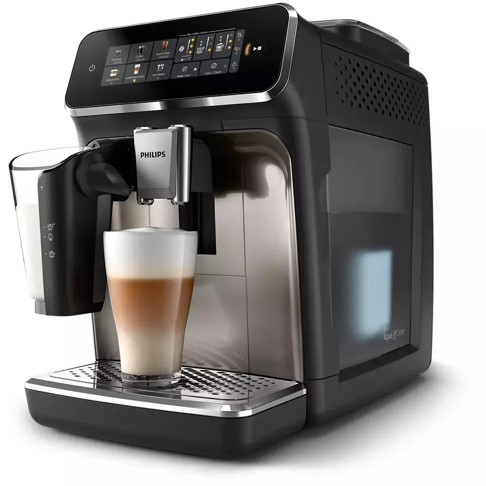 Кавоварка Philips Series 3300, 1.8 л, для зернової та меленої кави, автоматичний капучинатор, дисплей з авторецептами - 6, чорна.