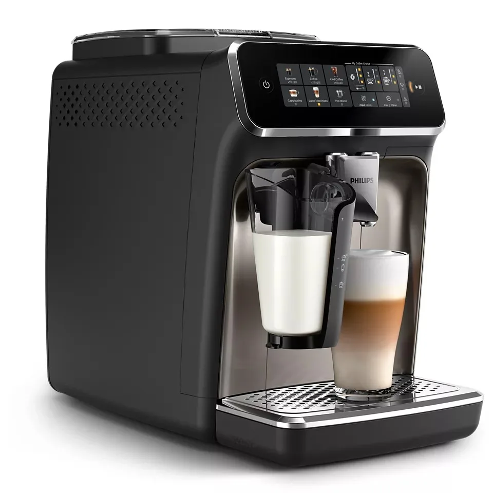 Кавоварка Philips Series 3300, 1.8 л, для зернової та меленої кави, автоматичний капучинатор, дисплей з авторецептами - 6, чорна.