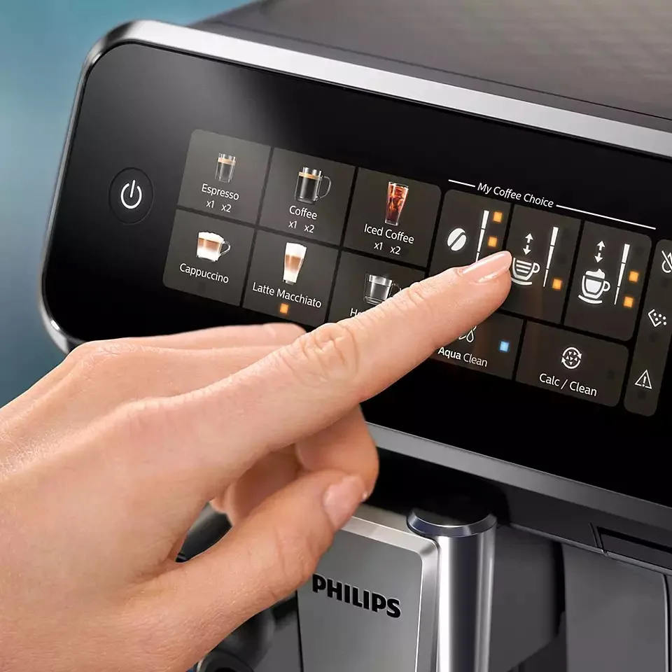 Кавоварка Philips Series 3300, 1.8 л, для зернової та меленої кави, автоматичний капучинатор, дисплей з авторецептами - 6, чорна.
