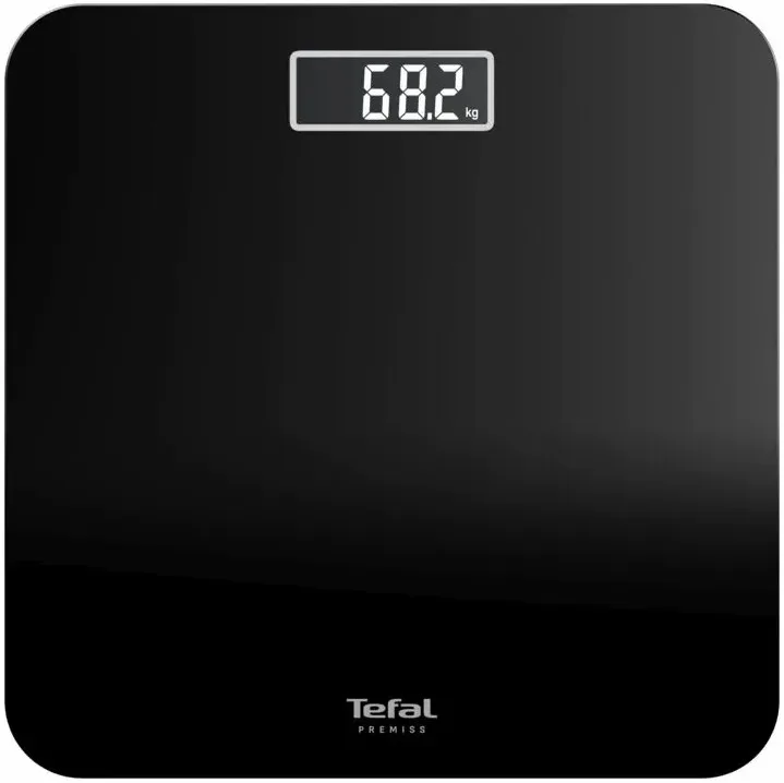 Ваги підлогові Tefal Premiss, максимальна вага 160 кг, батарейки AAAx2 в комплекті, скляна поверхня, чорного кольору.