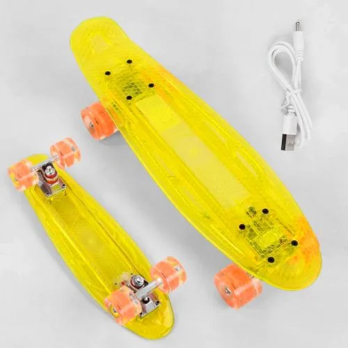 Скейтборд Best Board прозрачная дека со светом для катания на улице.