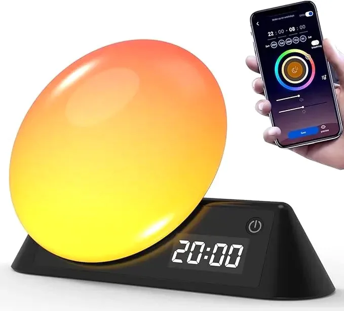 Розумний нічник будильник Wake-Up Light LED з імітацією світанку 15х15х20 см ABS пластик Білий