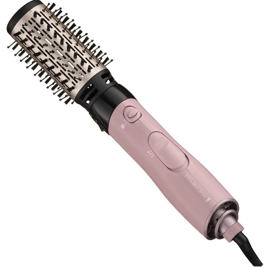 Фен-щітка Remington Coconut Smooth, 1000Вт, 2 режими, іонізація, холодний обдув, 2 насадки, чорний з рожевим.
