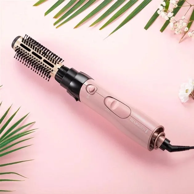 Фен-щетка Remington Coconut Smooth, 1000Вт, 2 режима, ионизация, холодный обдув, 2 насадки, черный с розовым