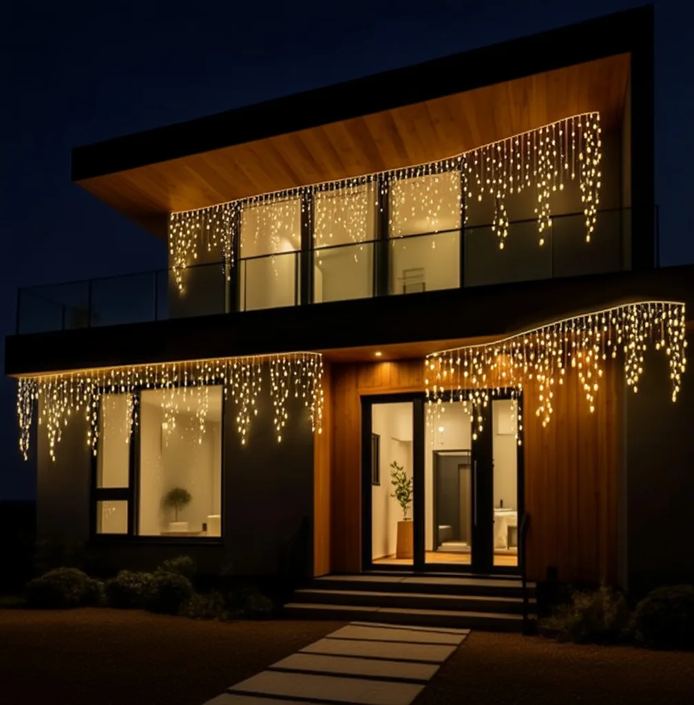 Вулична гірлянда Бахрома 36 м 600 LED білий провід жовтий