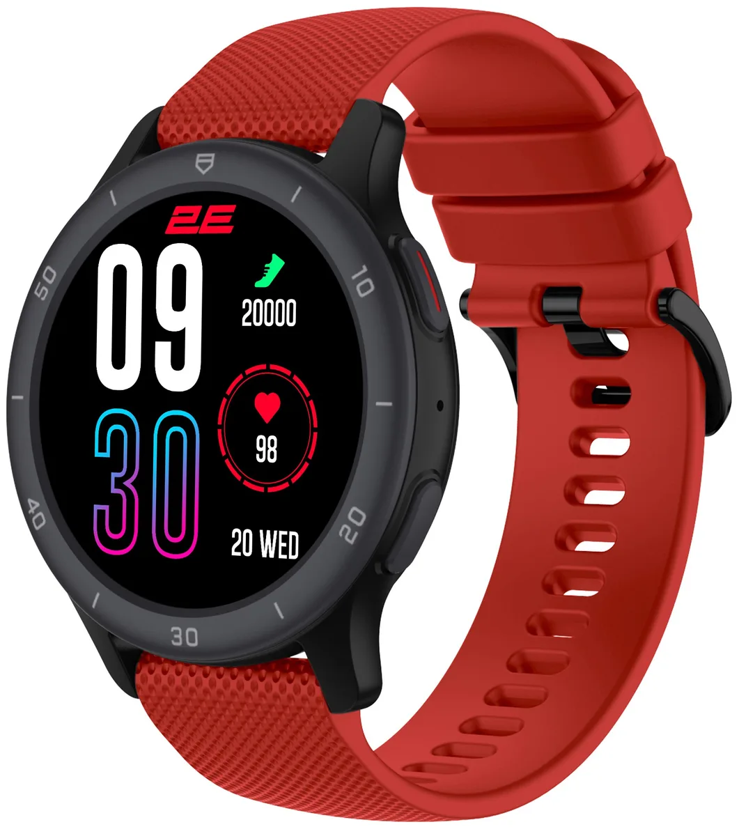 Смарт-годинник 2E Motion GT2 47мм, 1.32", 360x360, BT 5.2, Чорно-червоний + ремінець зелений