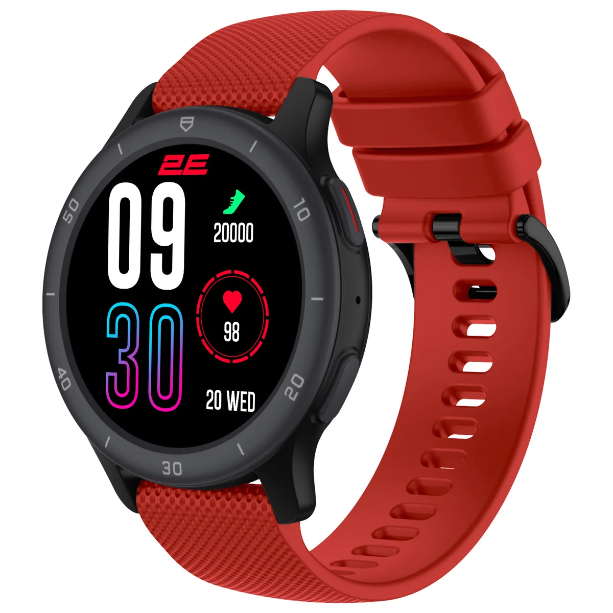 Смарт-годинник 2E Motion GT2 47мм, 1.32", 360x360, BT 5.2, Чорно-червоний + ремінець зелений
